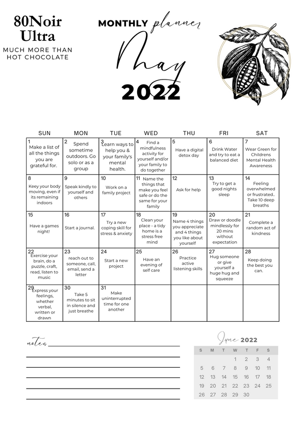 May Mental Health Happiness Calendar