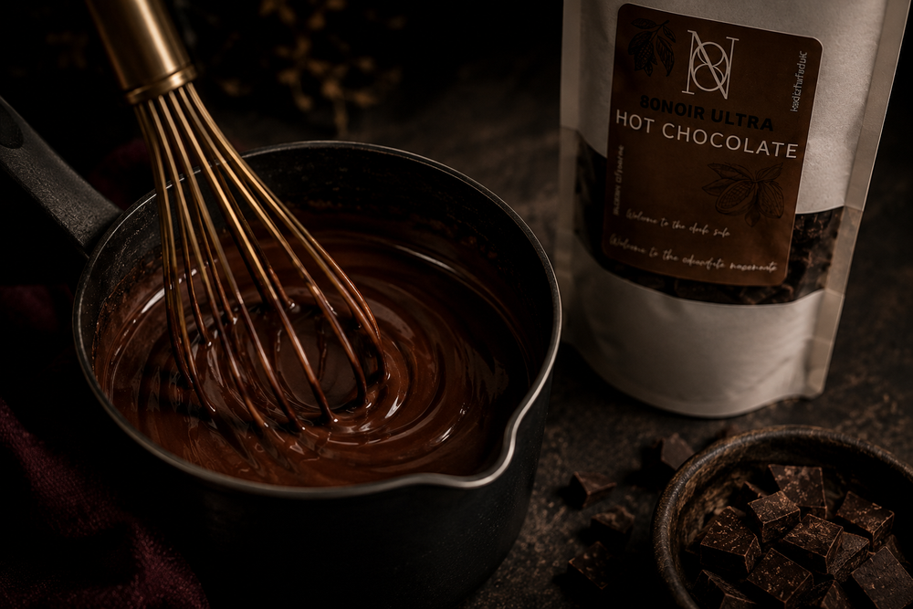 Whisking dark hot chocolate